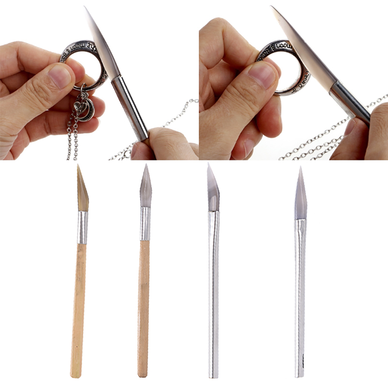 1pcs Useful Agate Burnisher Polishing Knife Edge With Bamboo Handle Jewelry Making Tools