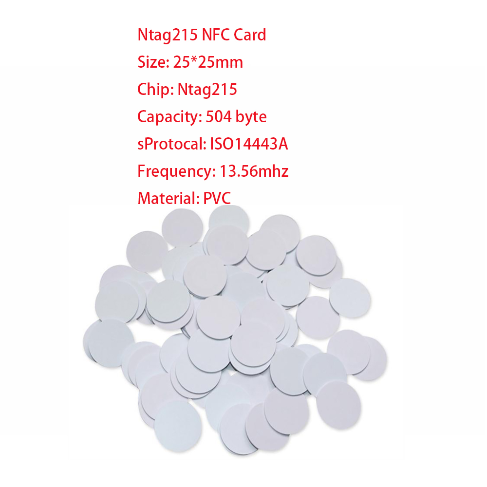 10pc Ntag215 Coin Card Tag Key 13.56Mhz Universal Label RFID Ultralight Tag NFC tag sticker phone usable RFID tag 25 MM