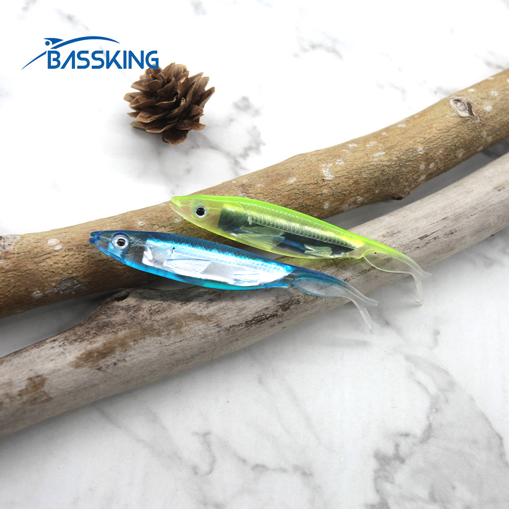 BASSKING Soft Silicone Fishing Lures Shad Worms Saltwater Freshwater Wobblers Artificial Bait Bass Tackle Jigs 95mm 3.8g 5Pcs