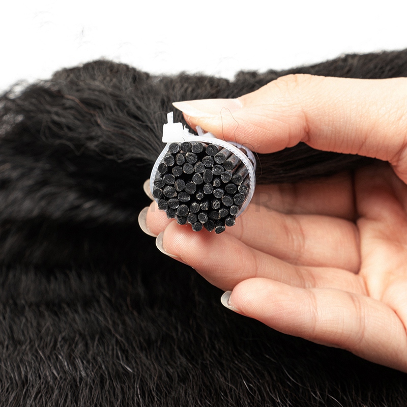 I Tip Human Hair Extensions Kinky Straight Cuticles Remy Micro Link With Free Beads 1.5cm 12"-26" Ship From US FR Warehouse