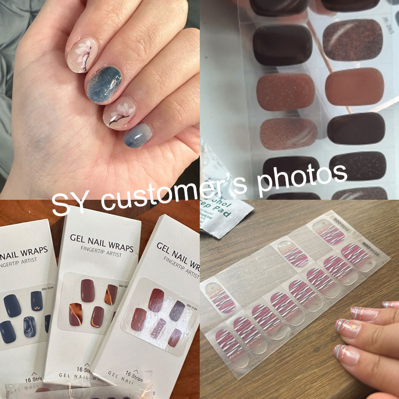 Semi Cured Gel Nails Art Stickers Solid Color Manicure Decal UV LED Lamp Need Gel Pure Color Nail Decals Nail Sticker Decoration