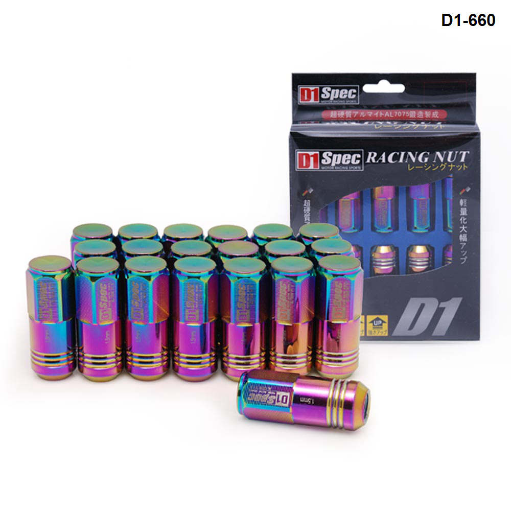 D1spec Jdm Light Weight Aluminum Wheel Racing Lug Nuts M12X1.25 / M12X1.5,L : 52mm 20pcs/set For Toyota For Nissan HU-D1-660