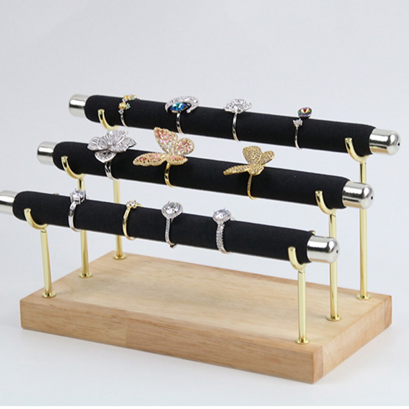 Black Green Beige 3Layers Wooden Detachable Jewelry Tool Display Stand Elegant Bracelets Ring Jewelry Display Stand Packaging