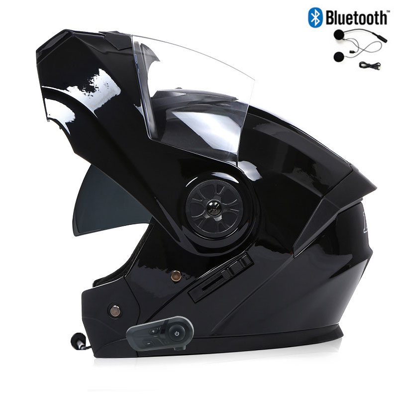 Men Women Bluetooth Modular Dual Lens Motorcycle Safety Downhill Flip Up Helmets Motocross Racing Full Face Casco Moto ECE DOT