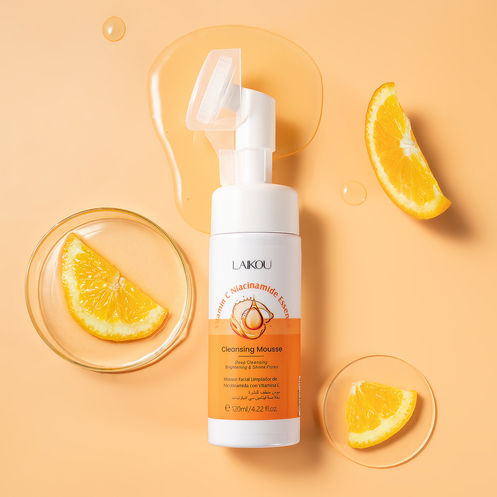 LAIKOU Vitamin C Facial Cleanser Skin Cleansing Moisturizing Blackhead Remove Skincare Face Wash Foam Face Skin Care