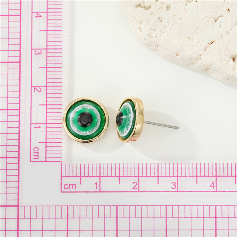 Colored Shiny Evil Eye Stud Earrings For Women's Gift New Simple Round Turkish Blue Eye Pierced Earring Perty Wedding Jewelry