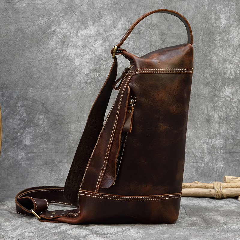 Men's Genuine Backpack - Crazy Horse Leather Daypack For Travel & Laptop New Free Delivery Designer Bag