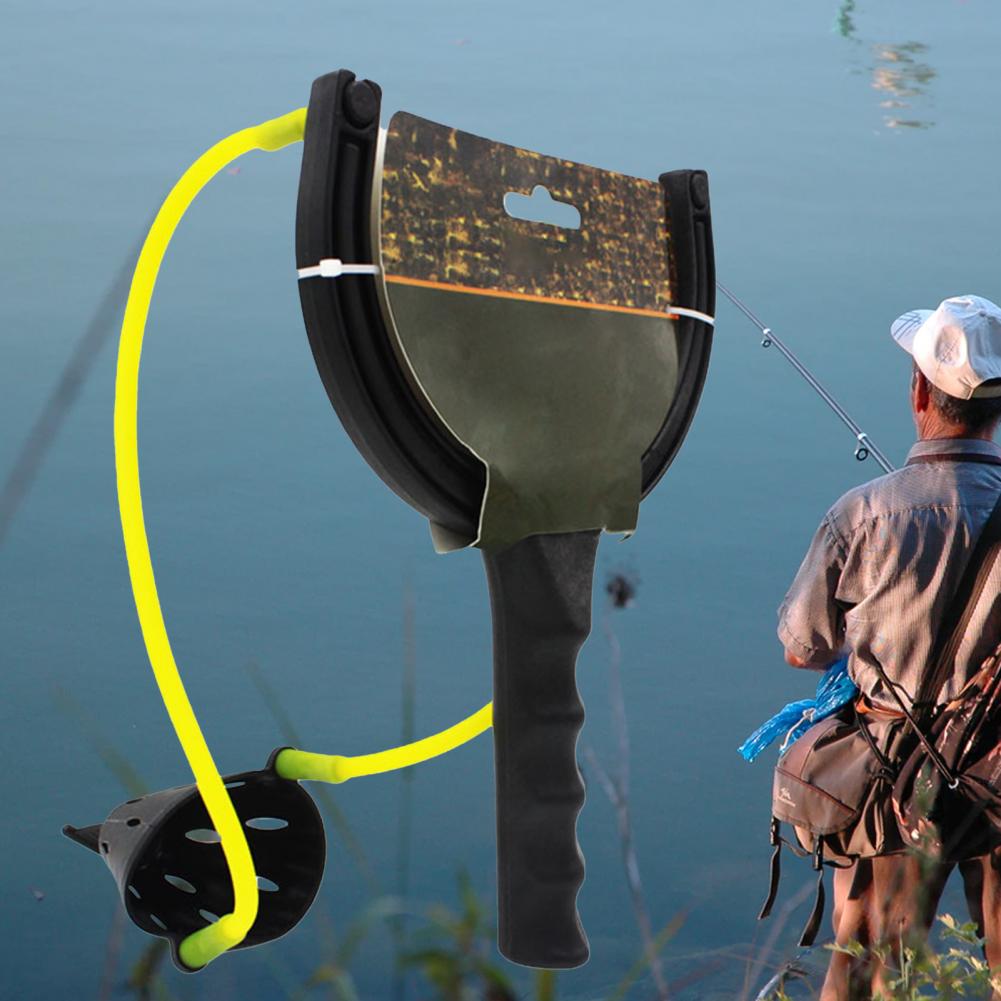 Fishing Bait Thrower Hunting Fish Slingshot Bait Thrower Long Shot Lure Dispenser Feeder for Carp Fishing Equipment