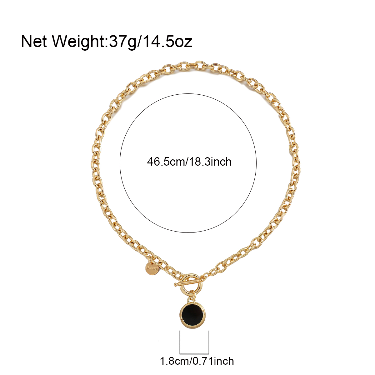 AENSOA Gold Silver Color Acrylic Round Pendant Necklaces for Women Thick Chain Toggle Clasp Punk Collar Necklace Women's Jewelry