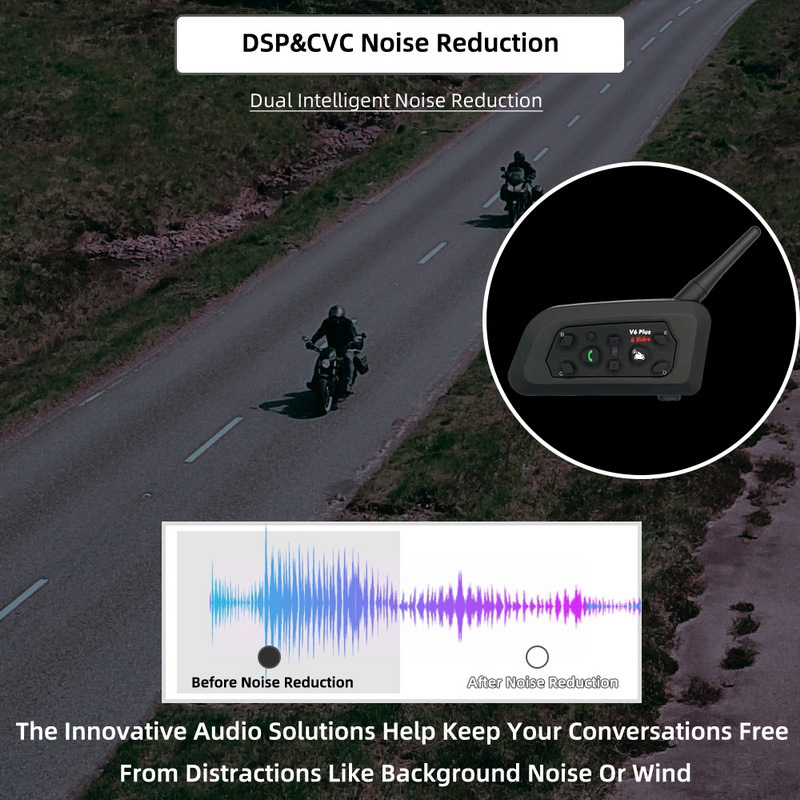 2Pcs Type-C V6 plus Motorcycle Intercom Headset BT5.1 For 6 Riders Group 800M Talking Helmet Interphone IP65