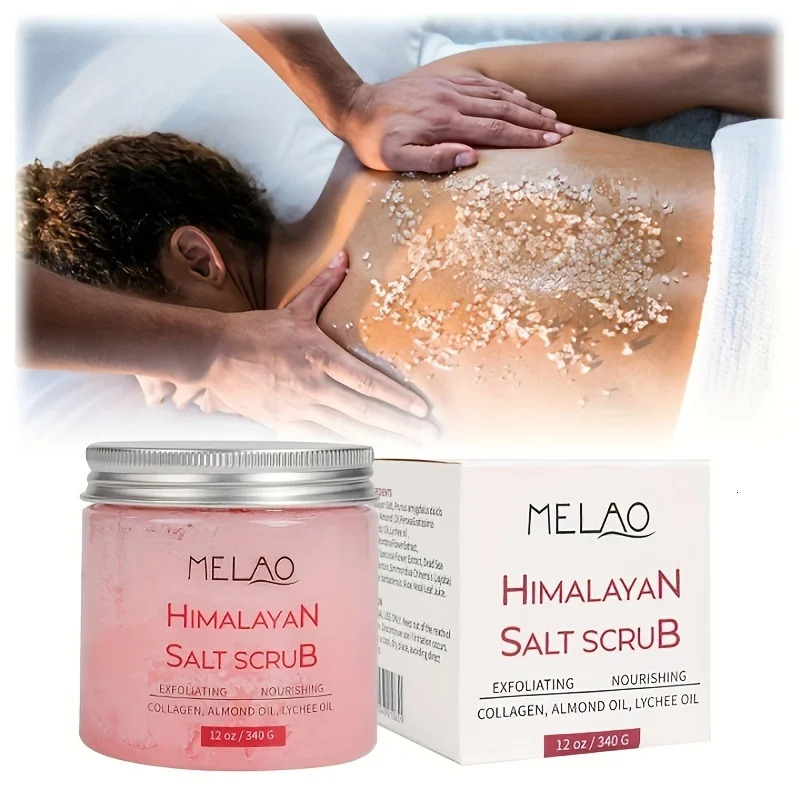 MELAO Himalayan Salt Scrub Face Foot Body Exfoliator Infused with Collagen and Stem Cell Exfoliating Salt Body Scrub 240624