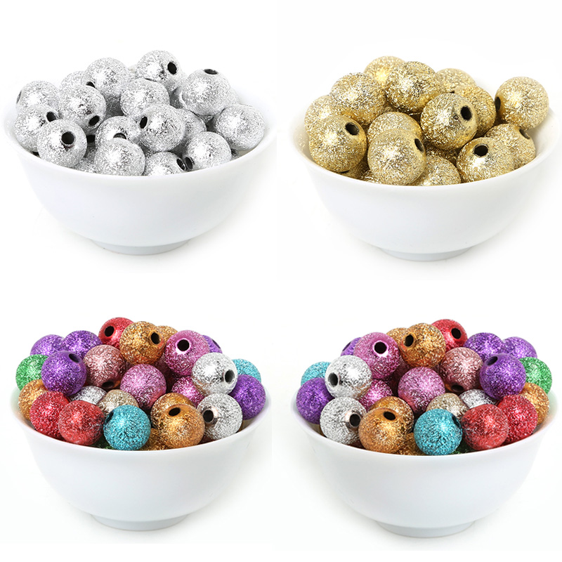6mm/8mm/10mm/12mm Gold/Silver Color Mixed Round Spacer Beads Frosted Ball End Seed Beads For Jewelry Making Necklace Bracelet