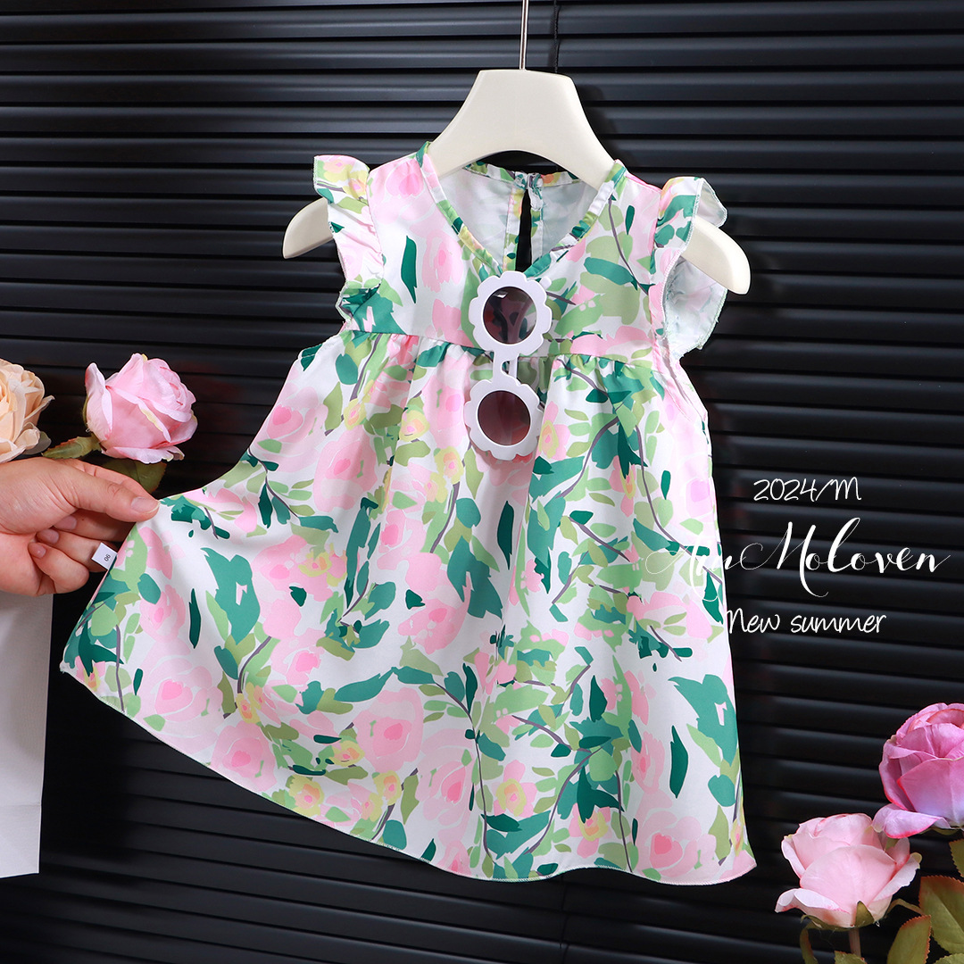 kids baby girls dress apricot summer clothes Toddlers Clothing BABY childrens girls purple pink summer Dress