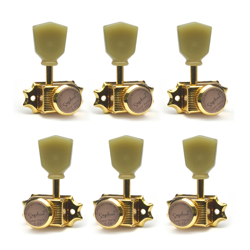 SAPHUE 3+3 Vintage Style Locking Guitar Machine Heads 1:15 Ratio Lock String Deluxe Tuning Key Pegs Tuners Set Replacement