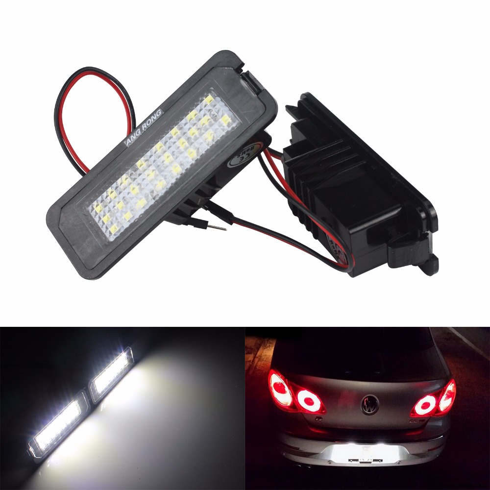 ANGRONG White LED Number Licence Plate Light No Error For VW Golf GTI MK6 MK5 Passat Polo Scirocco Rabbit