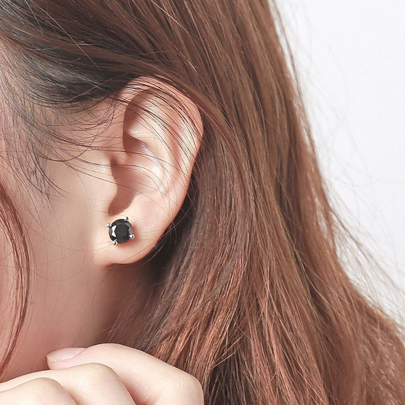 HORRIPAL 0.5-1CT Black Moissanite Earrings S925 Sterling Silver Cool HipHop Studs Earrings for Man Woman Jewelry GRA Wholesale