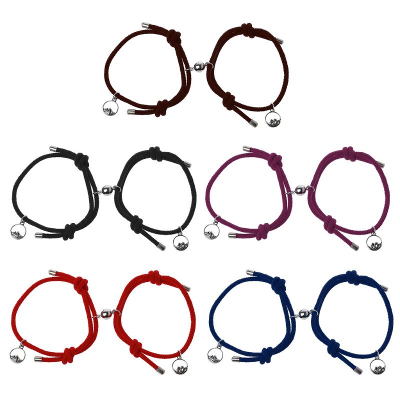 Minimalist Lovers Matching Friendship Bracelet Rope Braided Couple Magnetic Distance Bracelet Kit Lover Jewelry 2Pcs