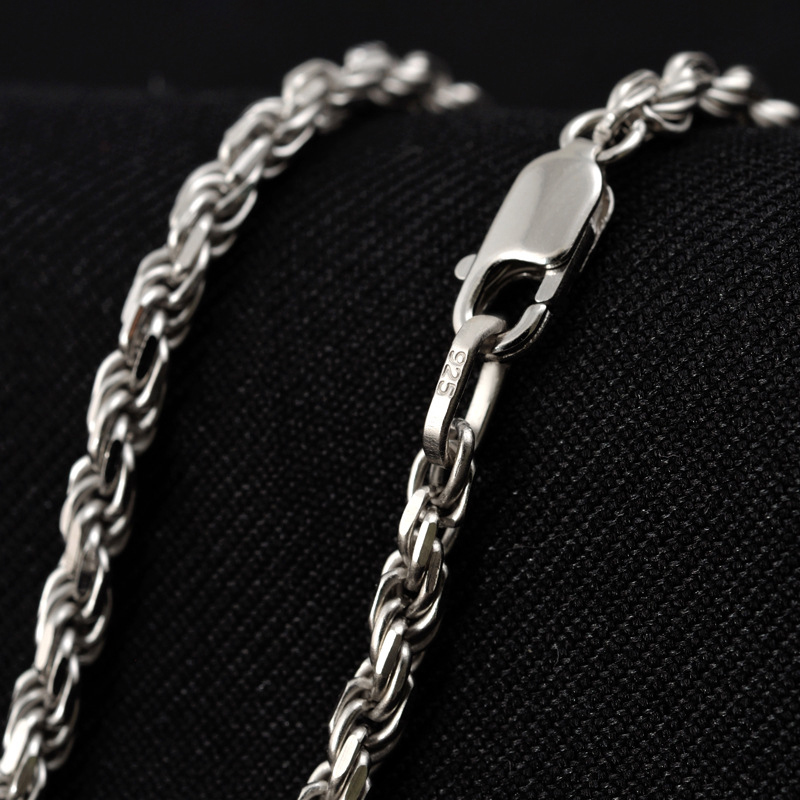 Real 100% 925 Sterling Silver Golden Platinum Rose Gold Color Rope Chain Long Necklace For Women Men Fine Jewelry Birthday Gift
