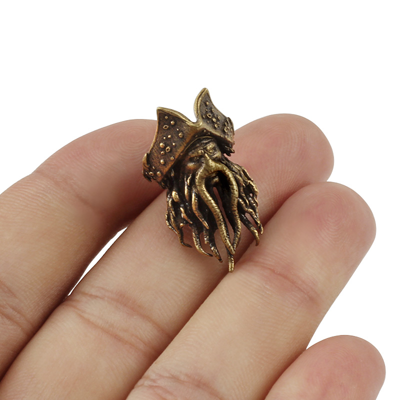 Copper Octopus Knife Beads Rope Pendant Brass Skull Paracord Beads Key Rings Accessories