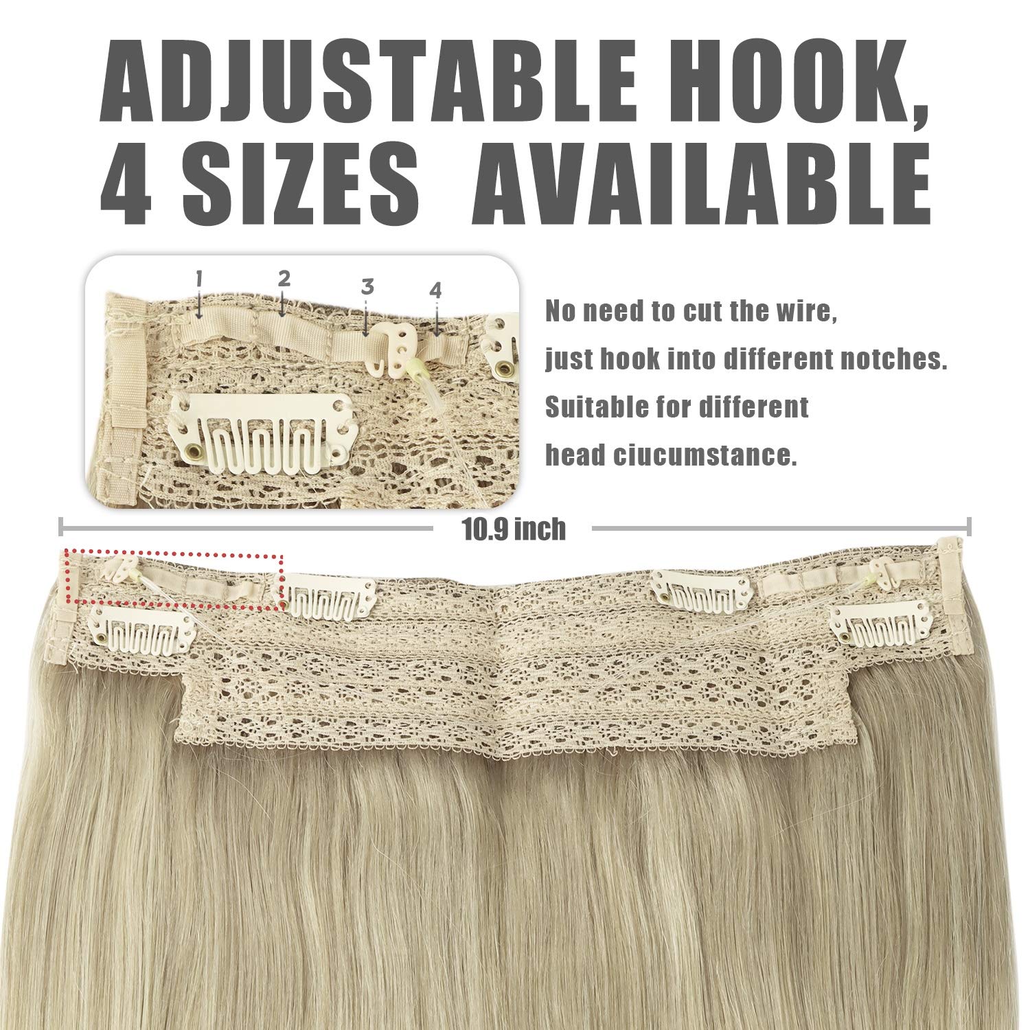 Fish Line Human Hair Extensions Invisible Wire Highlight Ombre Hair Extensions Honey Blonde Piece Hair With Natural On Clips