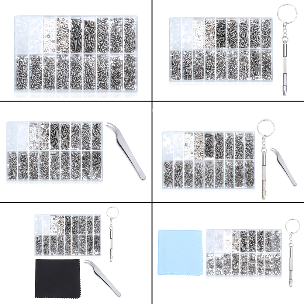 1000 Pcs Spectacles Sunglasses Glasses Repair Screw Nut Screwdriver Assorted Kit Used For Fixing Glasses/Watch Repair Tool Kit