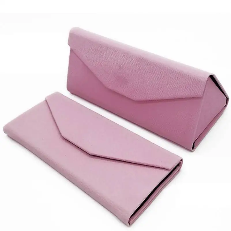 Simple Foldable Triangular Leather Hard Case for Glasses Eyeglass Sunglasses lens container Box Purse Eyewear Accessories