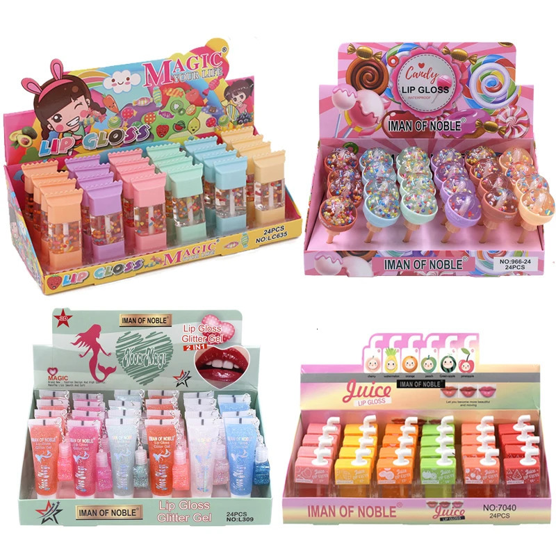 24/36Pcs Clear Gloss Kawaii Plumping Glossy Lip Oil Long Lasting Makeup Lipgloss Set Liquid Lipstick Cosmetic 240621
