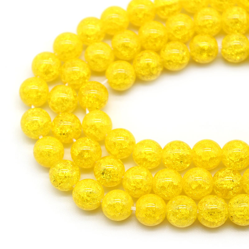 Natural Yellow Cracked Crystal Stone Round Loose Beads For Jewelery Making Diy Bracelet Accessories 15inch/strand 6/8/10mm