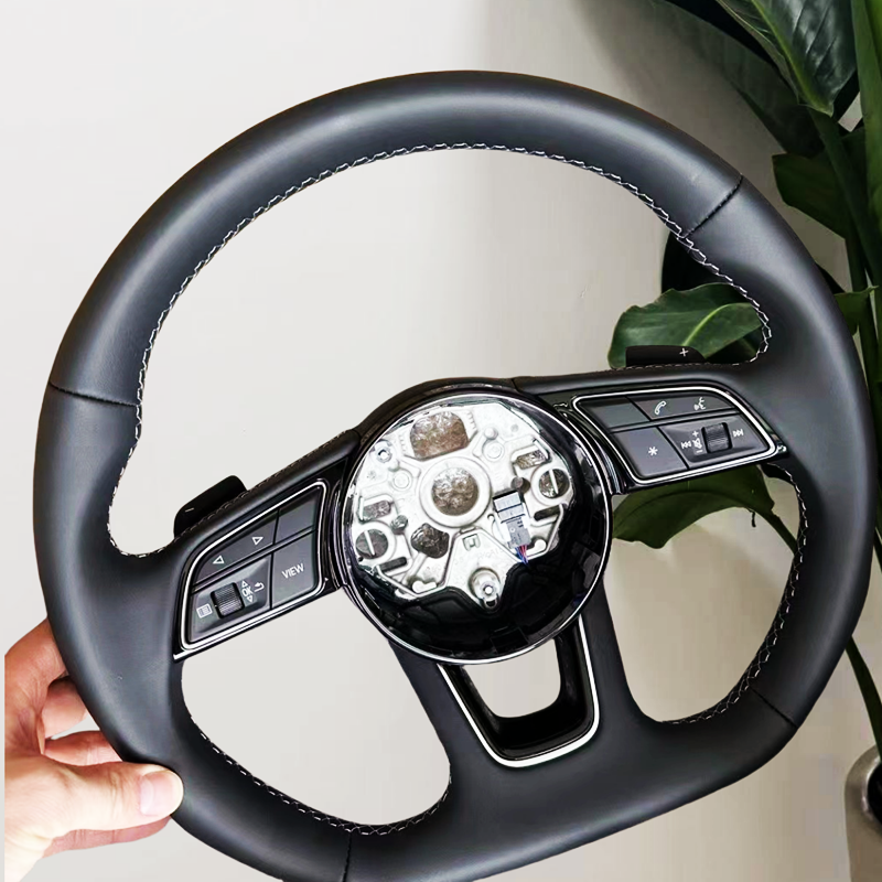 Steering Wheel For Audi A3 A4 A5 S3 S4 S5 2017-2022 Full Leather Flat-bottom Steering Wheel Sports Perforated Semi Perforated