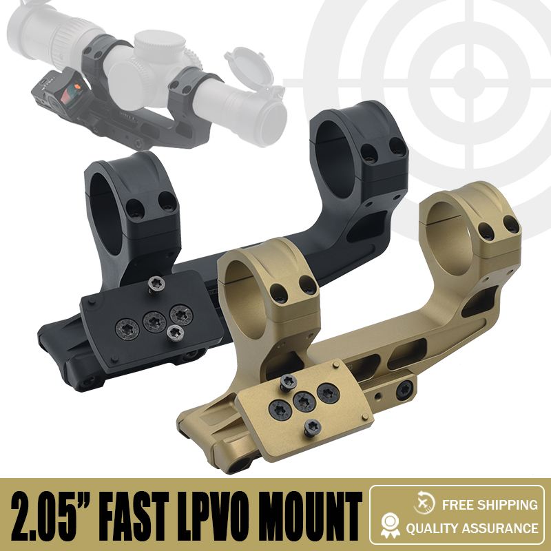 Tactical Fast 2.05" LPVO Scope Mount for 30mm Tube Riflescope with RMR Red Dot Sight Offset Mount Plate Full Original Marking