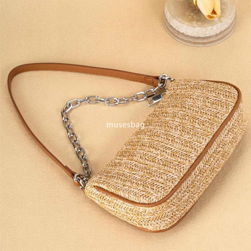 European and American women's fashionable cross-border new product underarm bag simple woven hand-held straw woven stick bag single shoulder cros