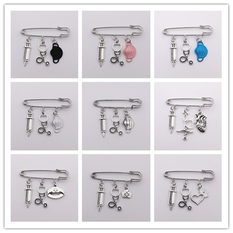 1Pcs New Design Brooch Doctor Medical Tool Stethoscope Syringe Mask Brooch Nurse Medical Student Gift Brooch Souvenir