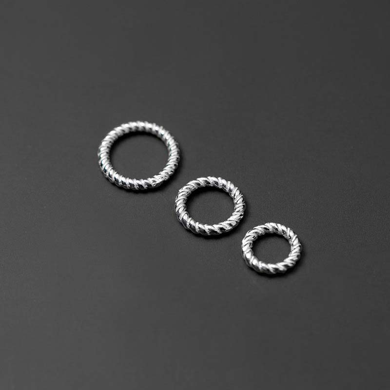 Genuine Real Pure Solid 925 Sterling Silver Close Jump Rings Twisted Line Split Ring Connector Jewelry Making Findings