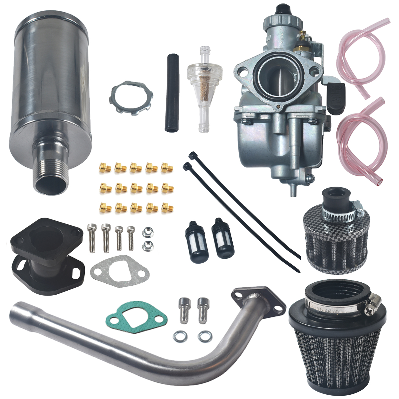 VM22 Carburetor With Intake Manifold Exhaust Pipe Muffler Kit For Predator 212cc GX160 GX200 6.5hp Go Kart 196cc CT200U KT196