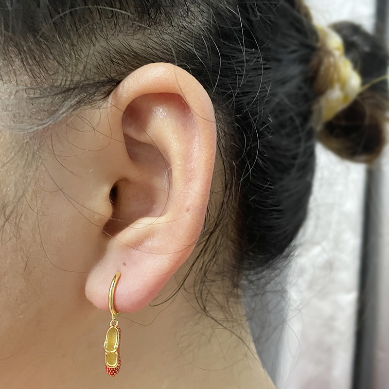 Aide Gold Color Silver Color Mini Red Flamenco Dance Shoe Shape Pendant Dangle Earrings For Women Starfish Orange Charm Earrings