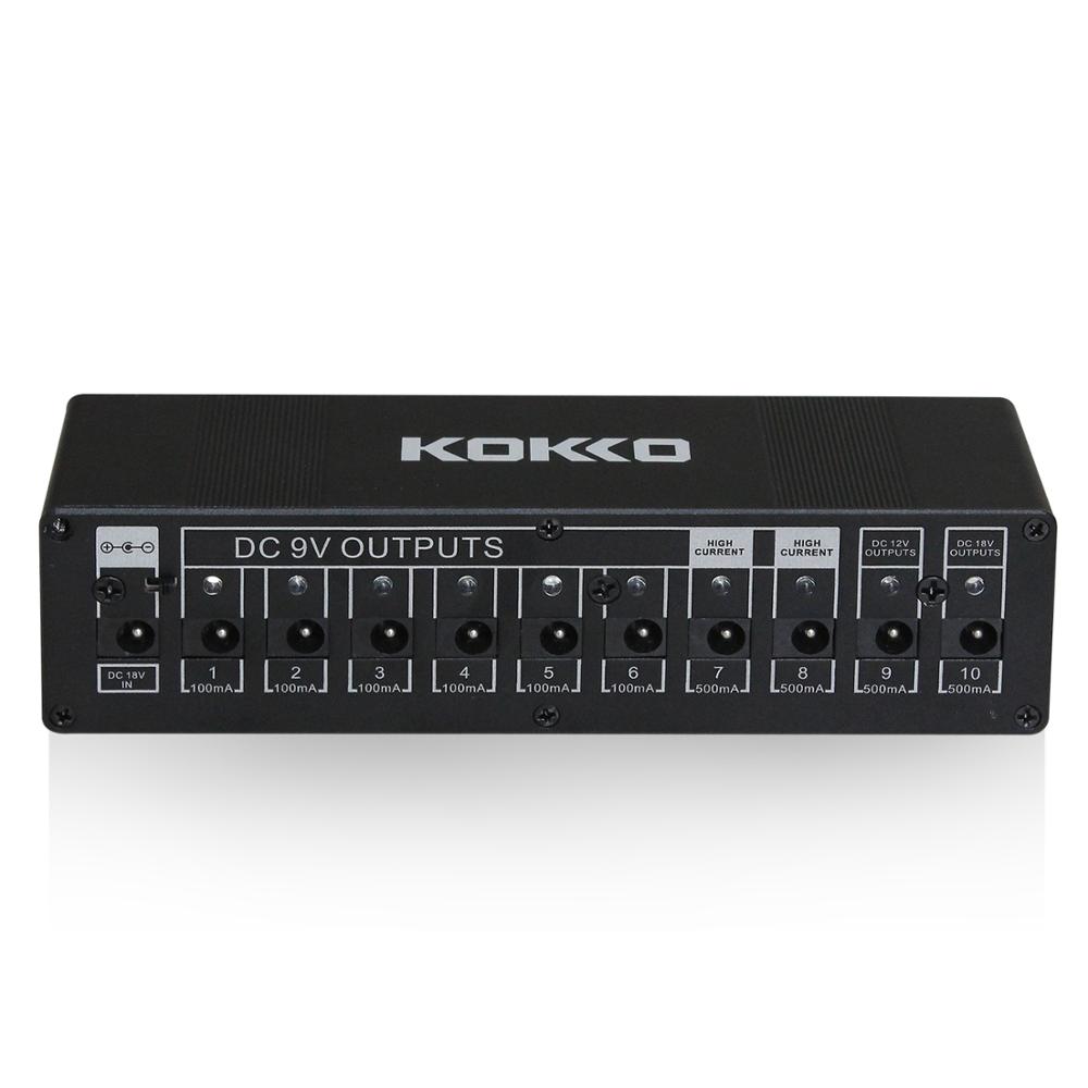 KOKKO Guitar Pedal Power Supply 10 Isolated Output High Quality Guitar Effect Pedal Power Supply 4* 500mA Output 6*100mA Output