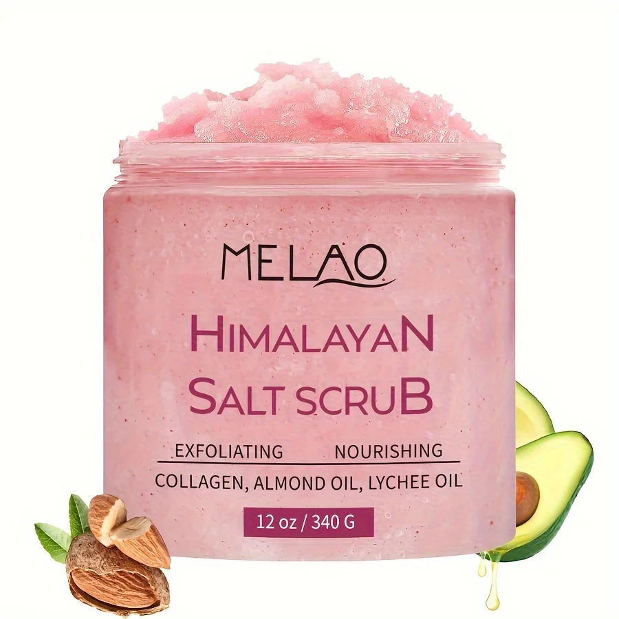 MELAO Himalayan Salt Scrub Face Foot Body Exfoliator Infused with Collagen and Stem Cell Exfoliating Salt Body Scrub 240624