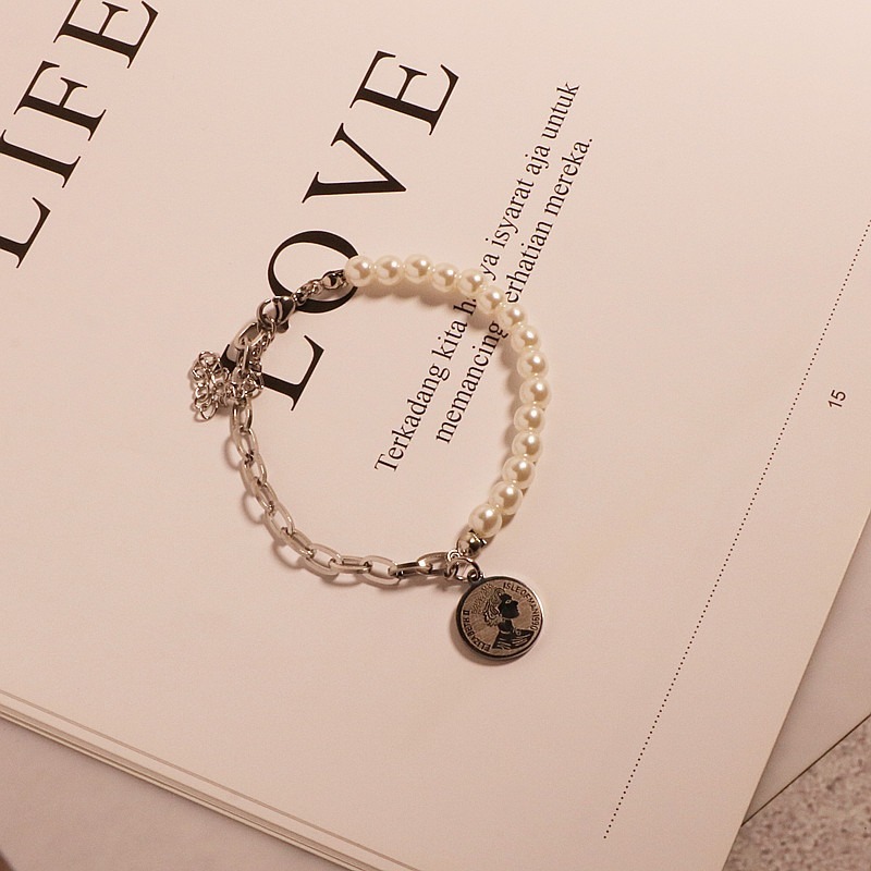 Hip-hop Titanium Steel Bracelet Female Tide INS Simple Personality Web Celebrity Wind Beauty Head Bracelet Lovers Jewelry