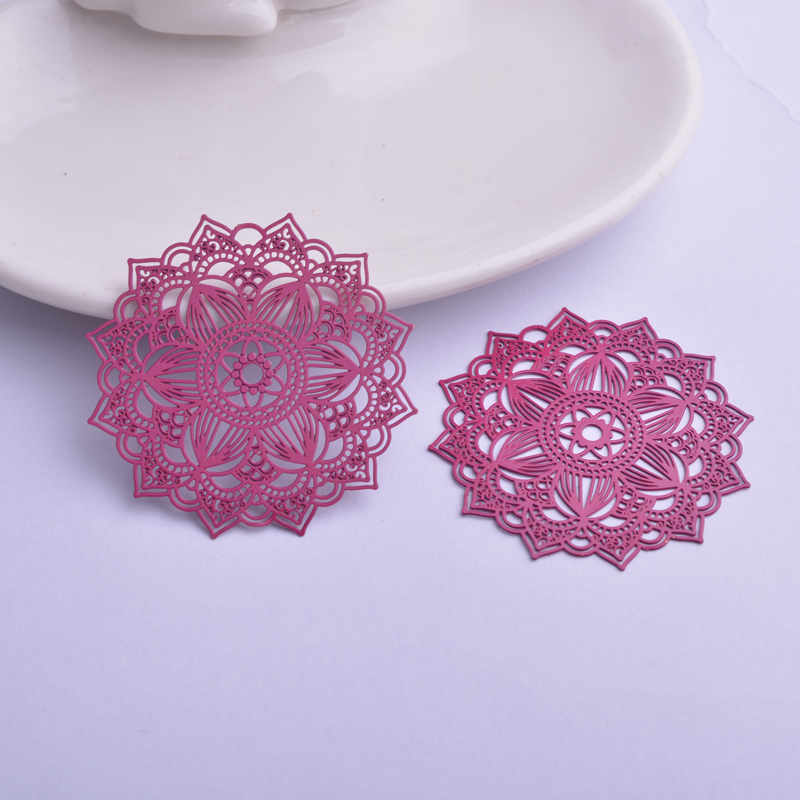 30pcs AB6414 40mm Filigree Mandala Shape Charms Earring Connector Metal Brass Thin Pendant DIY Jewelry Earring Making