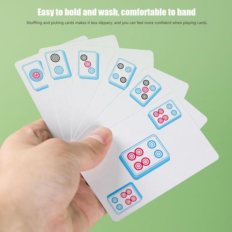 Mahjong Travel Set Multipurpose Non-Sticky Playing Cards Mahjong Card Game With 144 Cards 2 Dice For Home Thickened Mahjong