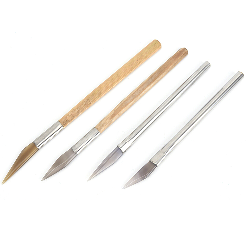 1pcs Useful Agate Burnisher Polishing Knife Edge With Bamboo Handle Jewelry Making Tools