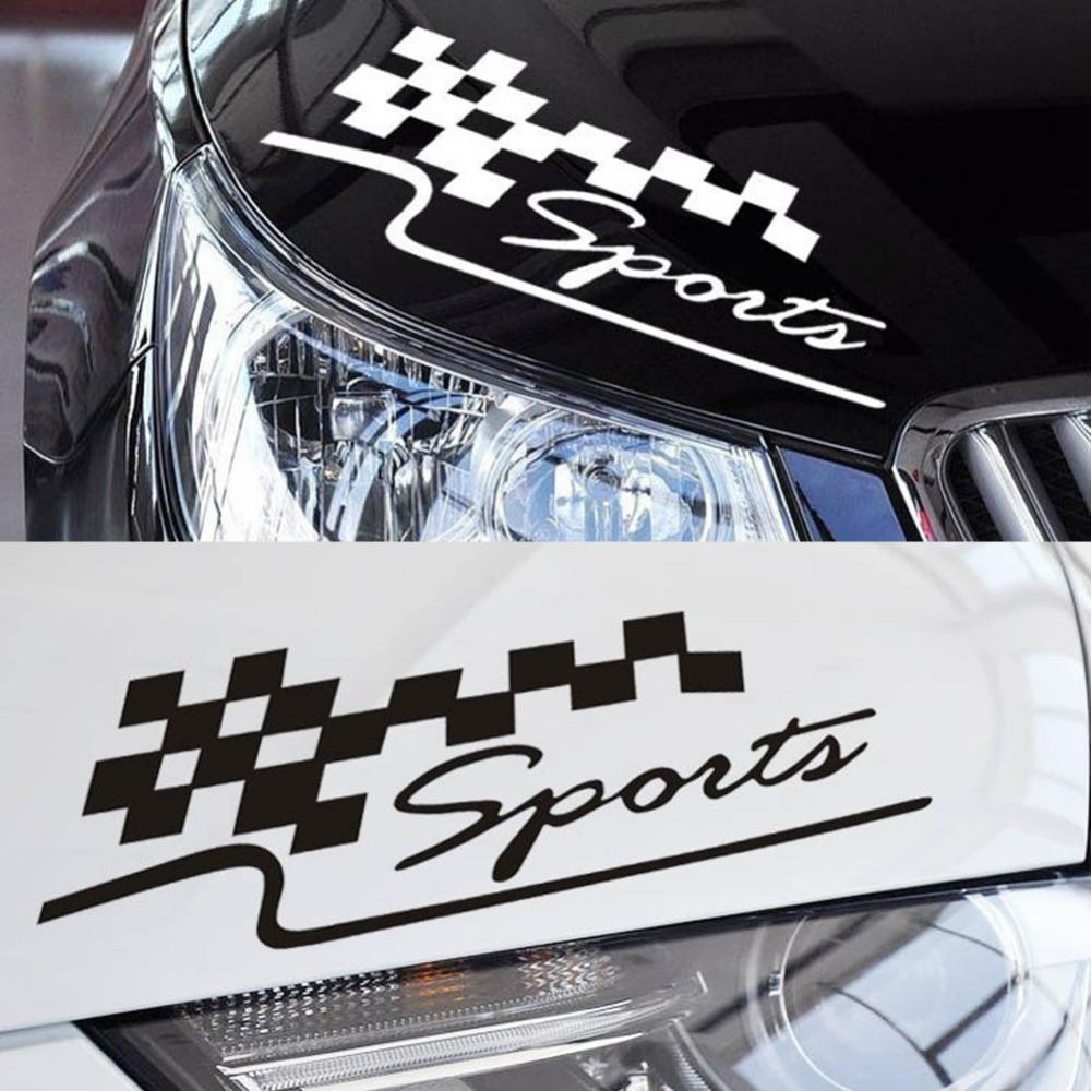 Funny Word Sticker SPORT Letter Checkered Racing Flag Removable Car Sticker Auto Reflective Decal