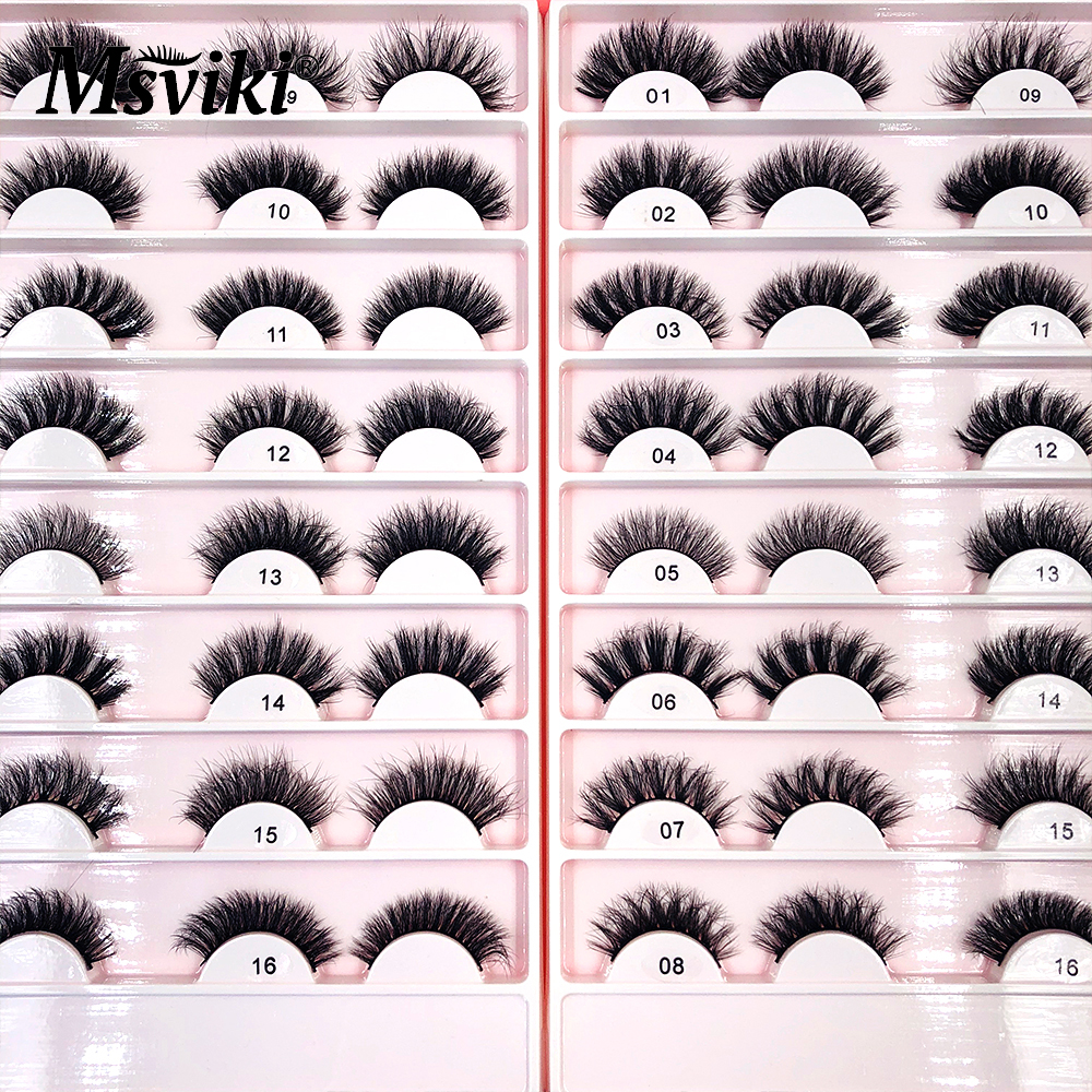 Natural Short 8-20MM Mink Eyelashes Wispy 3D 5D Mink Lashes Bulk Wholesale 16 Pairs False Eyelashes Box Package Makeup Supplies