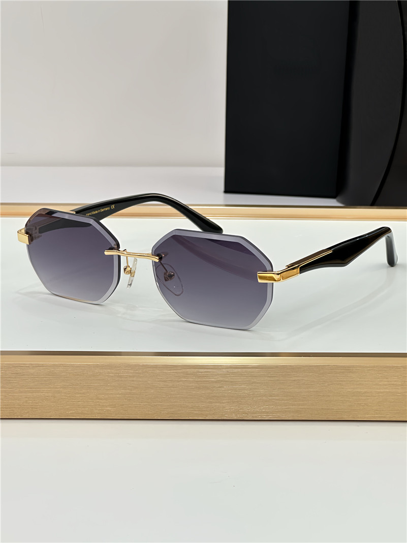 New fashion design square sunglasses ARTIST III exquisite K gold frame rimless polygon cut lens simple and generous style high end outdoor UV400 protection glasses