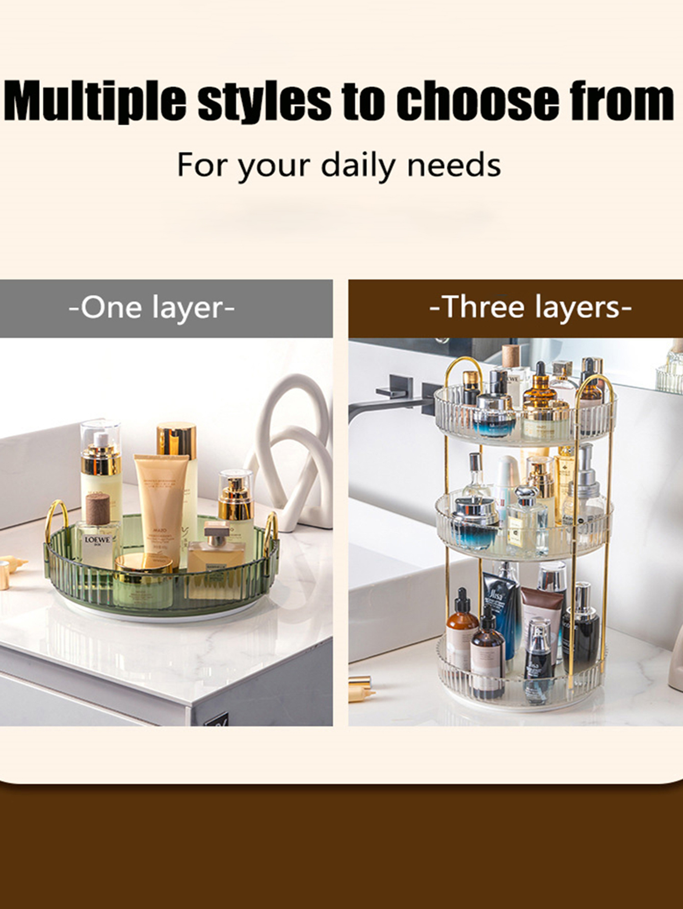 360 Degree Rotating Cosmetic Storage Box Detachable Makeup Organizer Desktop Washing Table Perfume Skin Care Products Holder