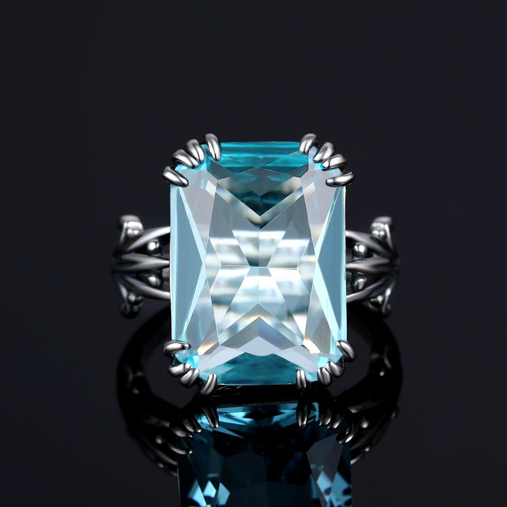 Szjinao Aquamarine Pendant Necklace Earrings Ring Set Real 925 Sterling Silver Gemstones Jewelery Sets Silver 925 Jewelry New