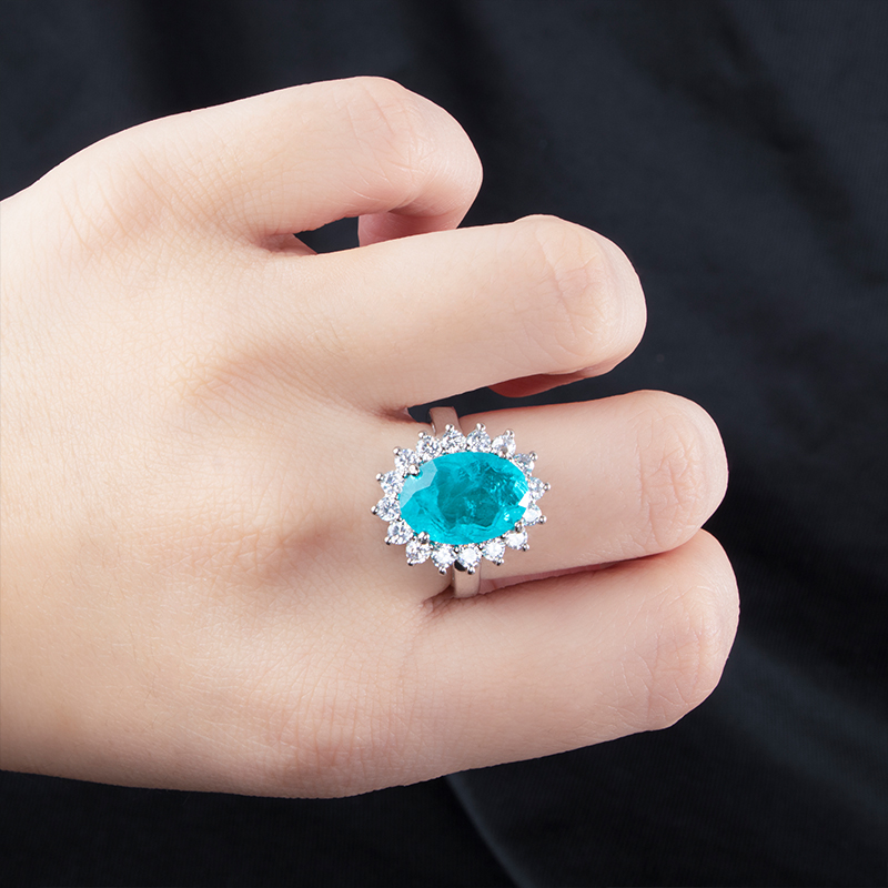 Cellacity classic 925 sterling silver ring for charm lady with oval shape sapphire paraiba gemstones 10*14mm wedding party gift
