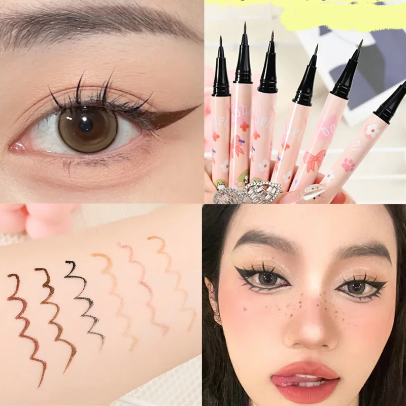 Ultra-fine Lasting Liquid Eyeliner Pen Makeup Waterproof Black Brown Lying Silkworm Pencil Quick-dry Eyeliner Cosmetics 6 Colors