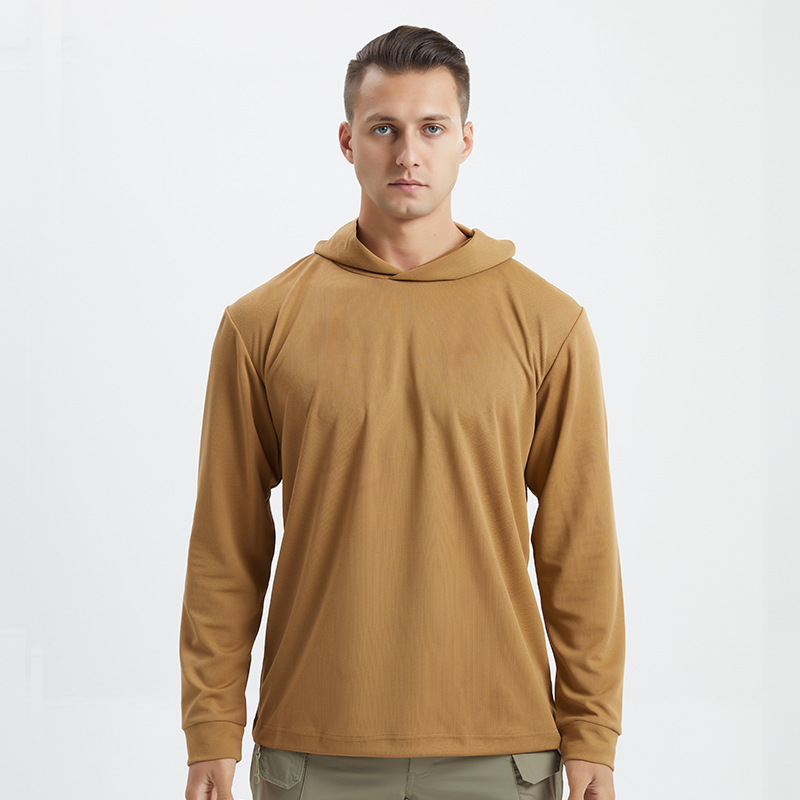 New Spring Summer Men Hoodie Long Sleeve Quick Dry T-shirts Military Training Outdoor Tactical Sweatshirts Tops Outdoor