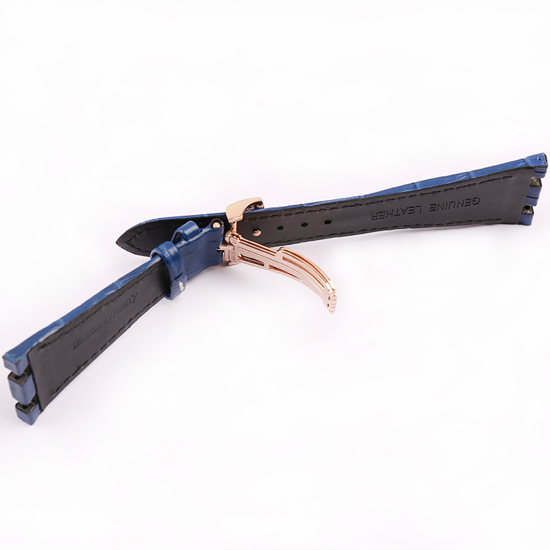 Watch accessories bone grain leather strap folding buckle for AP 15703 26470SO Royal Oak offshore 28mm men's sports strap